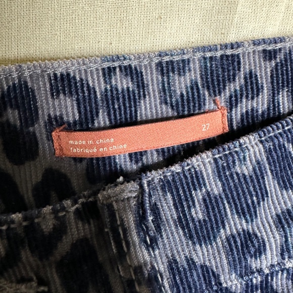 Anthropologie Pilcro Corduroy Bermuda Blue Leopard Print Long Shorts Size 27 - Picture 5 of 9